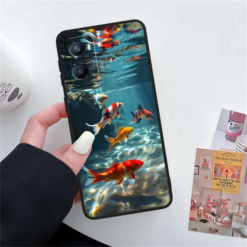 Linda tortuga oceánica para OPPO Reno 12 11 F 10 8 7 6 5 4 Z T Lite Plus Pro 4G 5G funda de teléfono negra - imagen 5