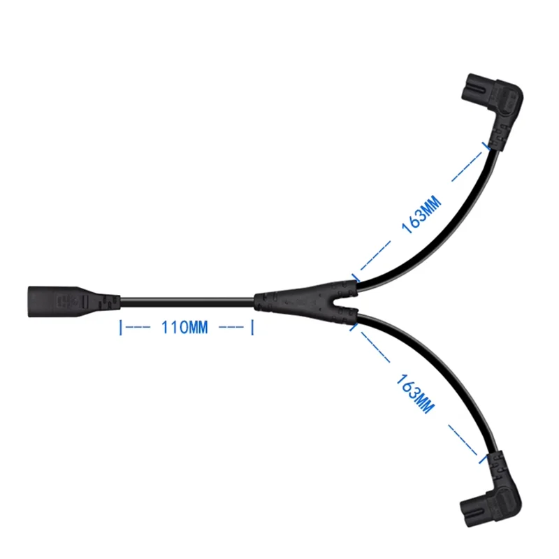 90 grados IEC 320 C8 2 pines macho a 2 x C7 hembra Y Cable de alimentación dividido IEC 320 C7 a C8 cables de extensión C8 macho a C7 hembra Cable - imagen 5