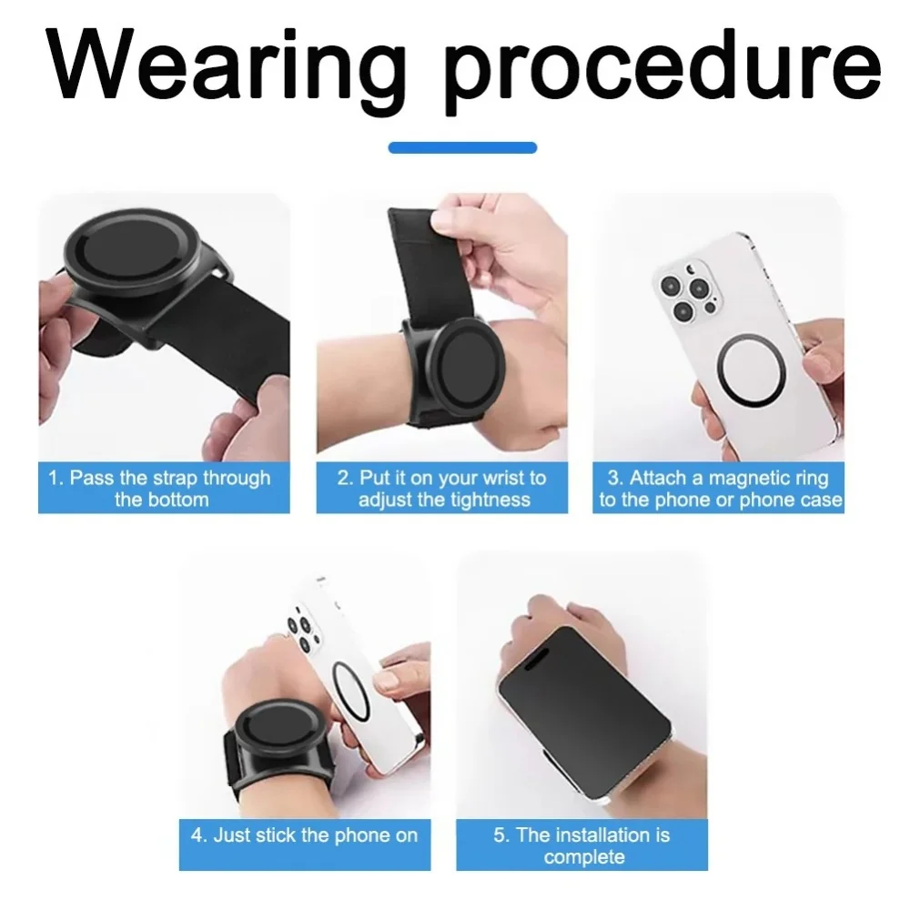 Brazalete pulsera soporte para teléfono móvil correa de muñeca magnética soporte de montaje para teléfono para iPhone 16 MagSafe Xiaomi para ciclismo senderismo gimnasio - imagen 5