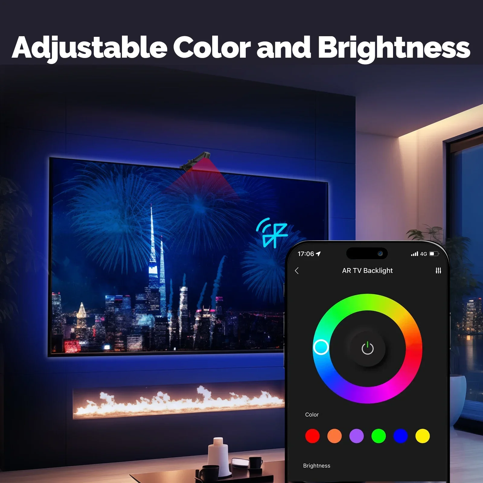 MOES Tuya Bluetooth TV tira de LED para iluminación trasera con cámara selectora de Color AR No requiere decodificador sincronización de música IP64 impermeable - imagen 5