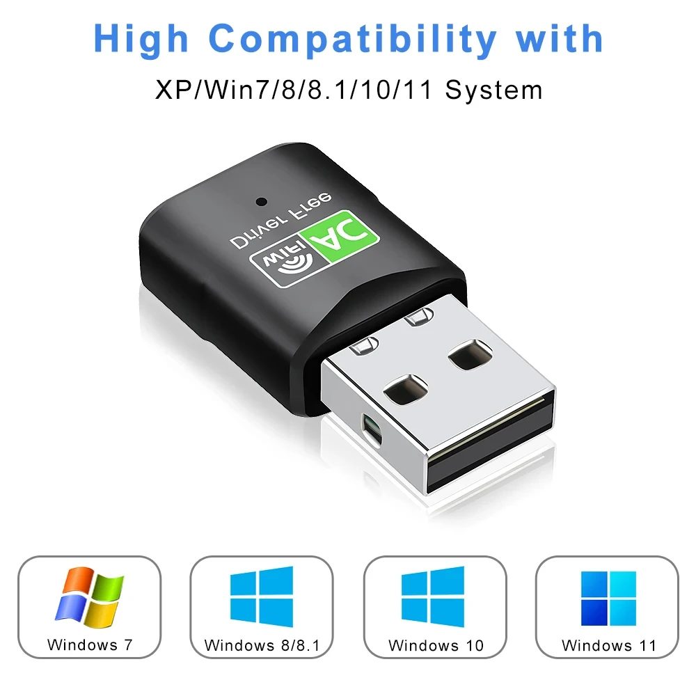 Adaptador WiFi USB 3,0 de 600Mbps, banda Dual, controlador gratuito de 2,4G y 5,8 GHz, tarjeta de red inalámbrica para ordenador de escritorio y portátil, receptor Wifi - imagen 5