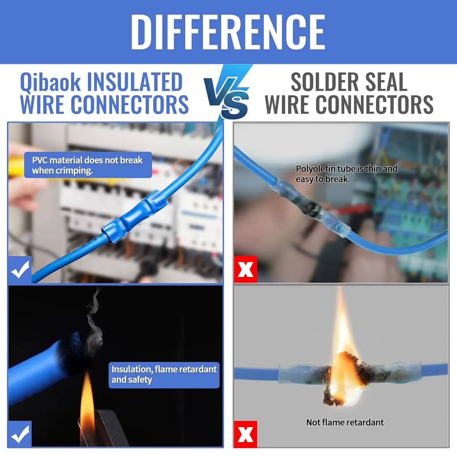 300 Uds. Conectores de engarzado de empalme a tope conectores de terminales de cable recto eléctricos aislados 10-22AWG Termina de empalme a tope surtido - imagen 2