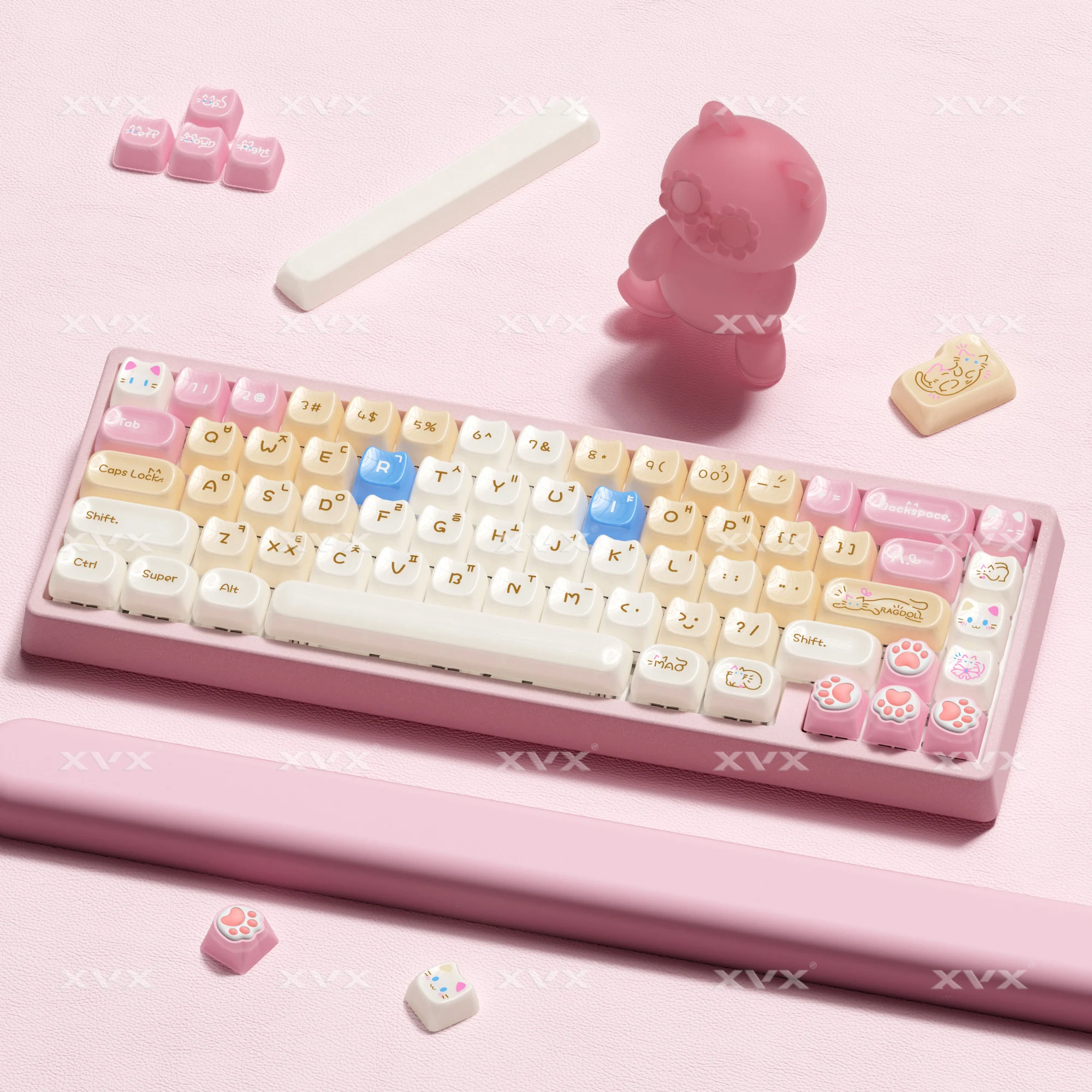 XVX-tapa de llave de gato coreano, teclas rosas de repuesto de perfil MAO para teclado mecánico 61 64 68 78 84 87 96 98 104 108 - imagen 4