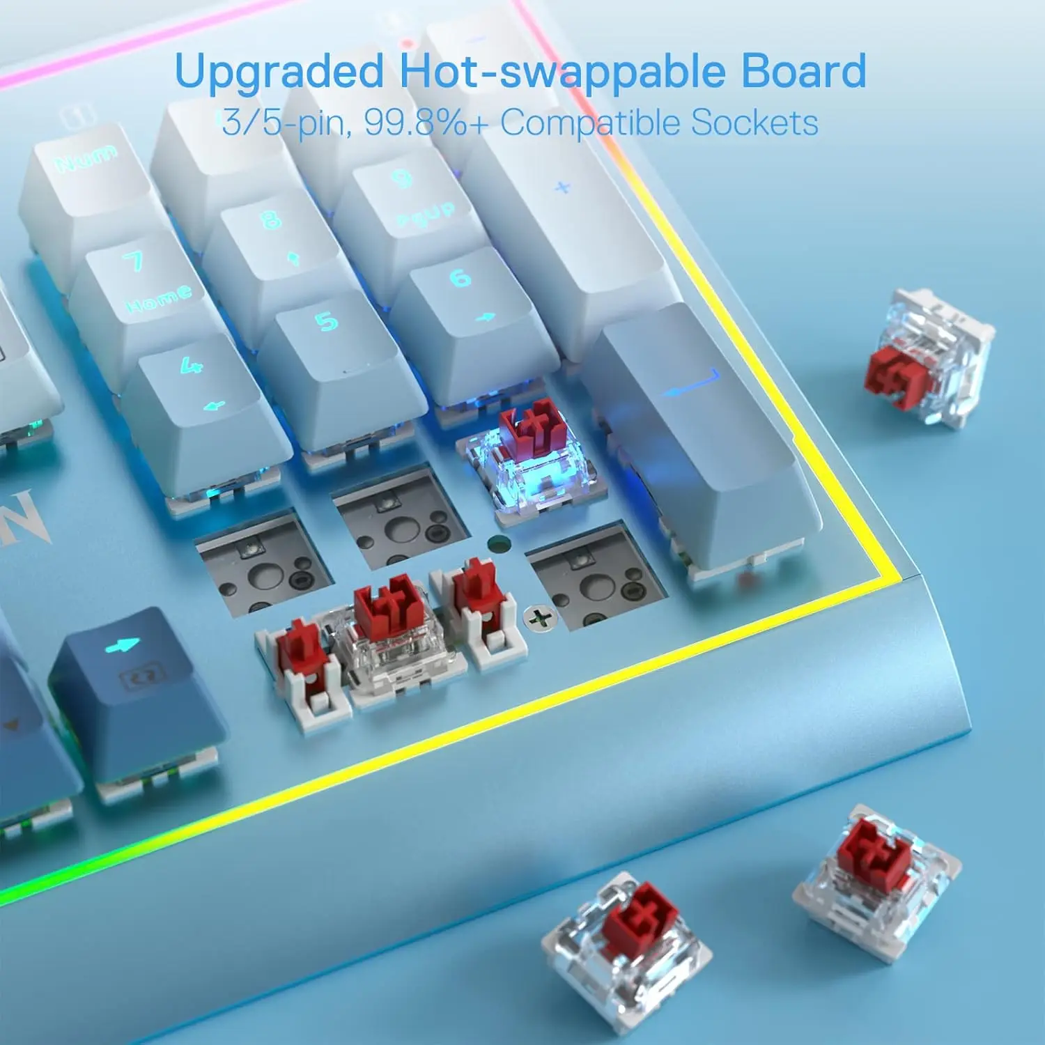 Redragon K654 RGB Gaming 104 teclas Teclado mecánico con cable intercambiable en caliente - imagen 4