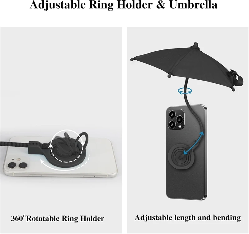 Paraguas de teléfono magnético para sol, soporte de anillo Universal ajustable Flexible para Magsafe IPhone Samsung, soporte de vídeo para teléfono al aire libre - imagen 3