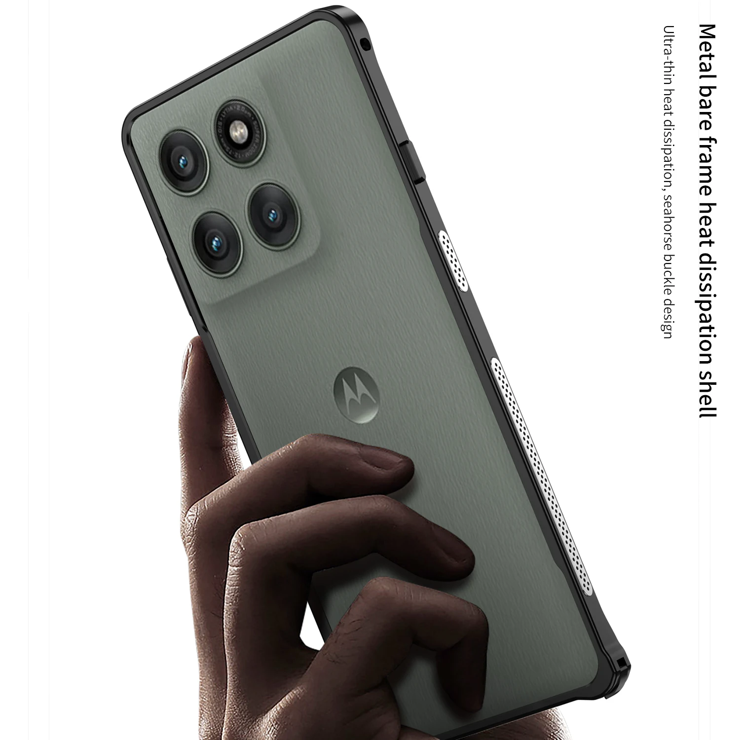 Funda con marco de Metal para Moto Edge 60 Pro 60S, cubierta ultrafina con diseño de hebilla de caballito de mar y disipación de calor para Motorola Edge60 Pro 60S - imagen 4