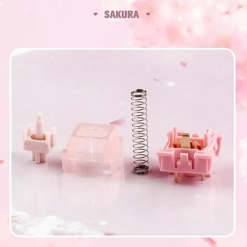 Interruptor Sakura de caída, interruptor lineal silencioso, prelubricado, intercambio en caliente de 5 pines, interruptor de teclado mecánico personalizado para juegos, teclado de oficina DIY - imagen 3