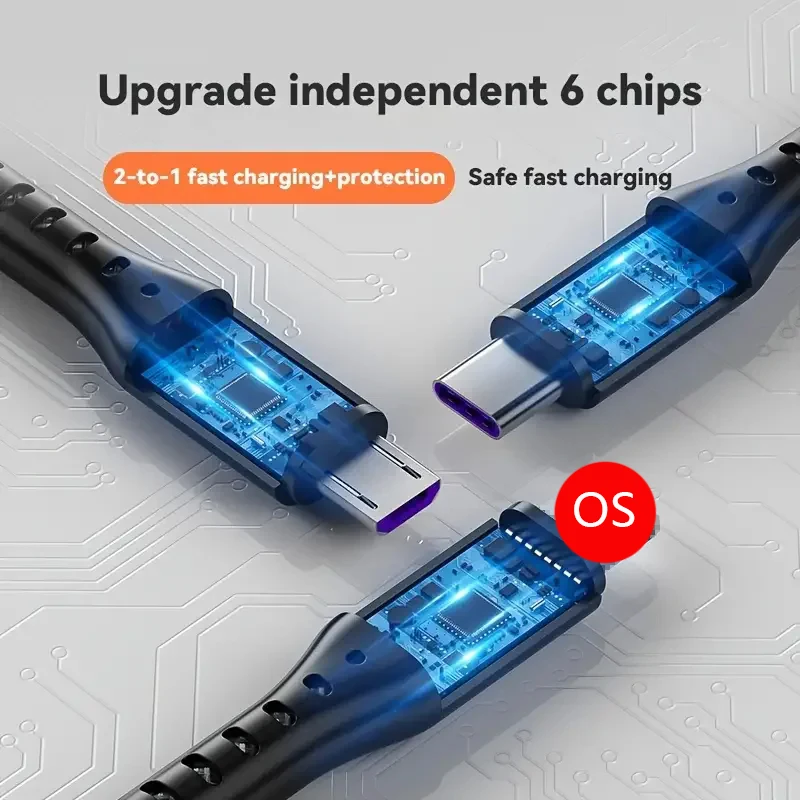 Cable de carga rápida 3 en 1 USB A a tipo C, Cable de nailon de 1,2 m, Micro para Iphone, Samsung, Huawei, Xiaomi, Cable de carga múltiple - imagen 4