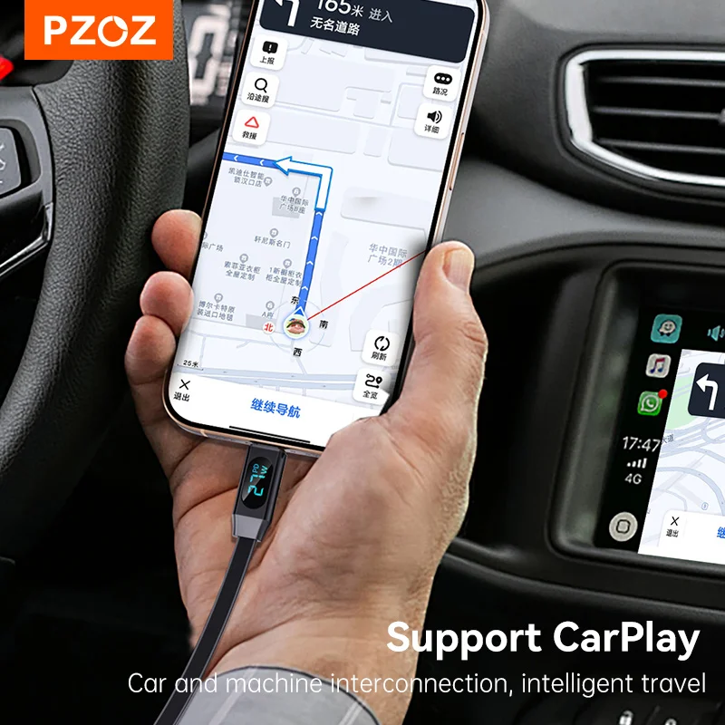 PZOZ 100W C to C Retractable Cable USB to Type C Lightning Digital Display PD Fast Charging Cable Data Wire For iPhone 17 16 14 - imagen 4