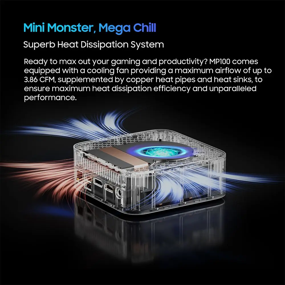 Blackview-Mini PC MP100 AMD Ryzen 7 5700U, 8 núcleos, máx. 4,3 GHz, 16GB de RAM, 512GB SSD, DP + tipo C, Triple pantalla 4K, WiFi 6, Bluetooth 5,2 - imagen 4