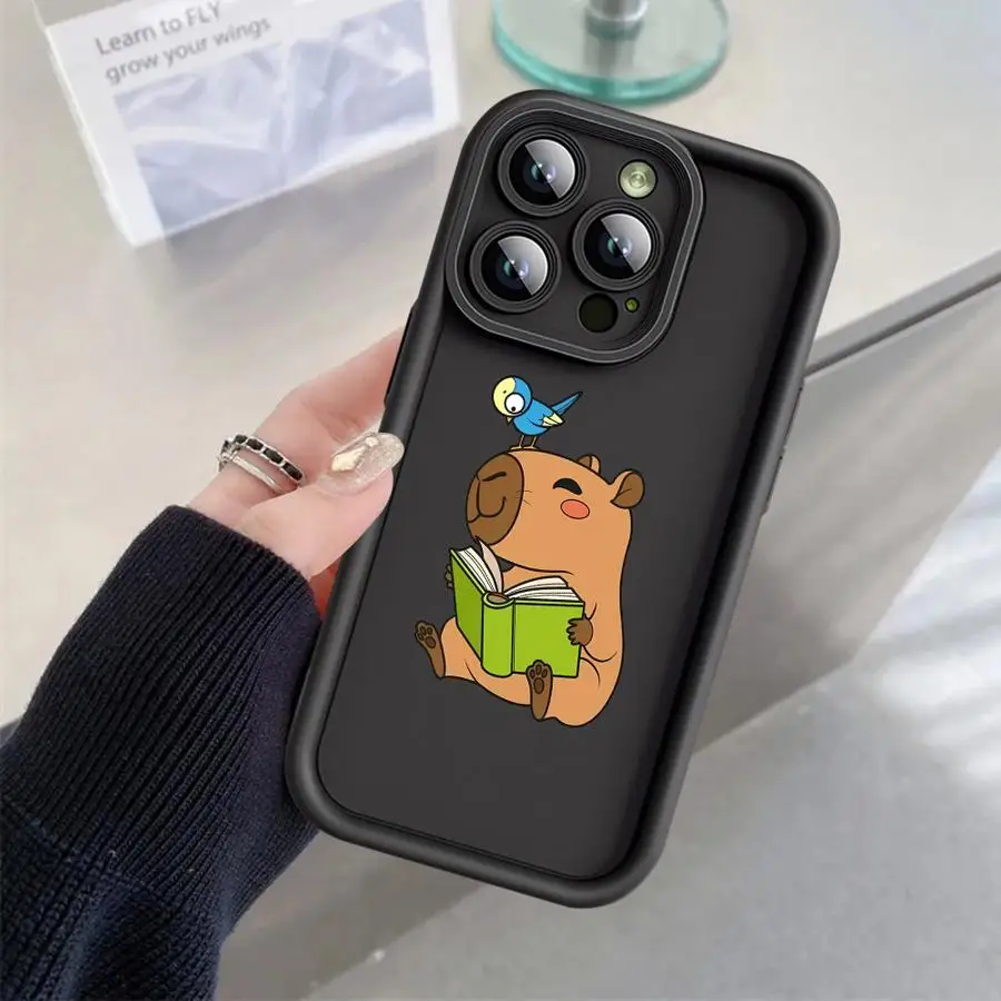 Funda de capibara de dibujos animados para iPhone 15 Plus 11 16 Plus 12 Mini XS XR 16e 11Pro 13 Pro MAX 14 funda suave - imagen 4