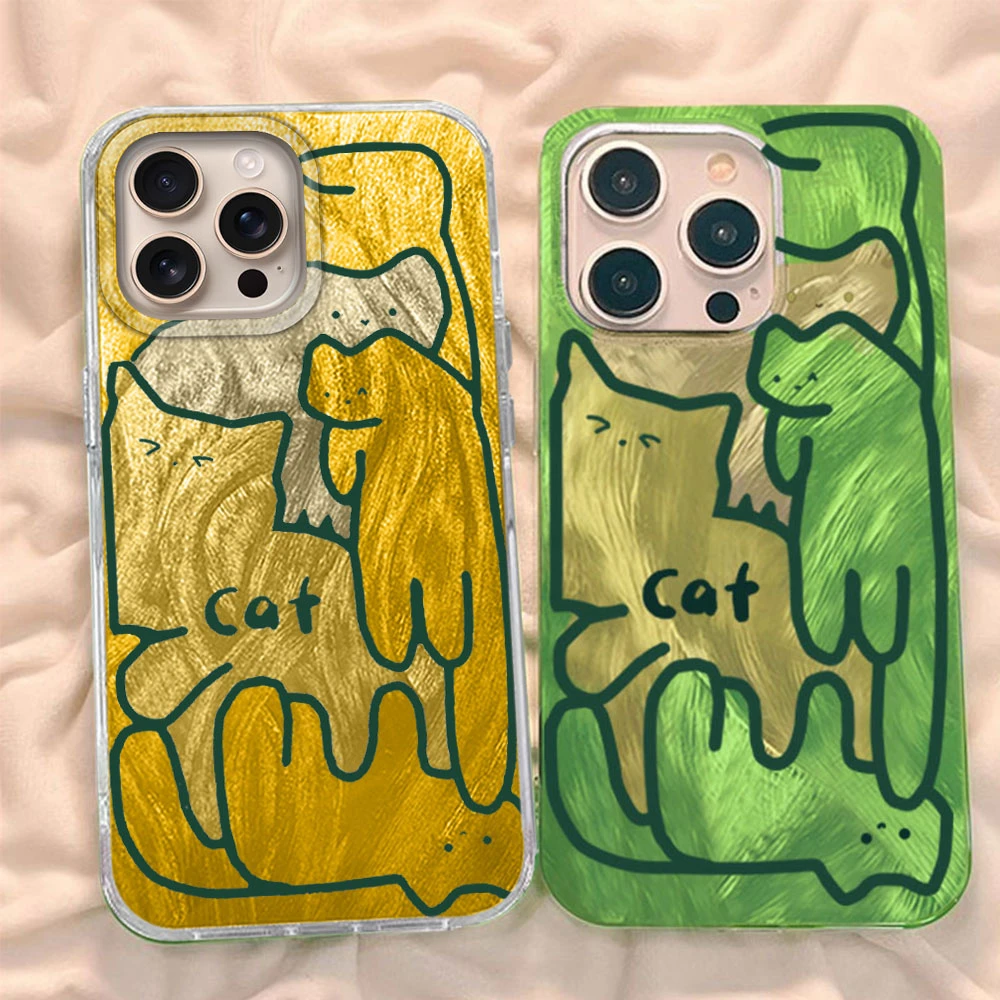 Fundas de teléfono con diseño de gato y grafiti de línea bonita para Apple iphone 16 15 14 7 Plus 13 Pro Max X XS XR 7 16e, funda trasera de silicona suave - imagen 3