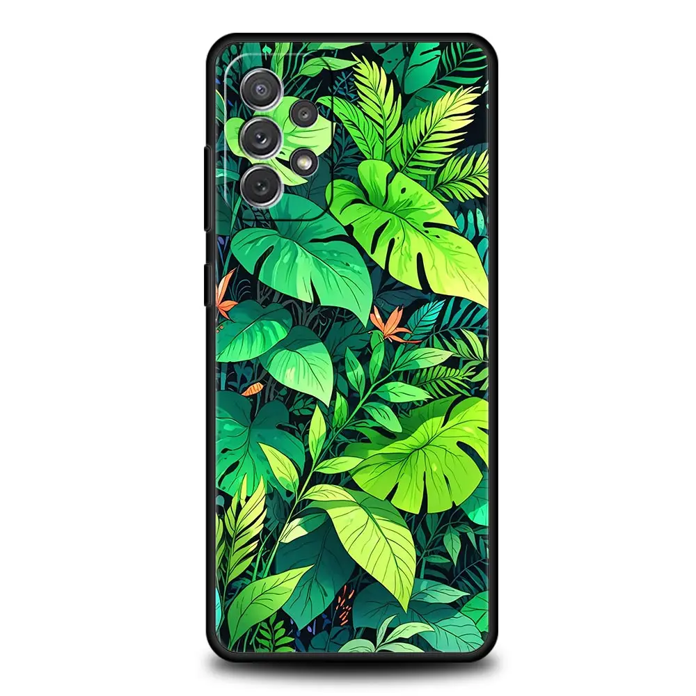 Funda de teléfono verde de hojas Monstera para Samsung A51 A71 A21S A17 A11 A15 A25 A41 A23 A33 A53 A73 A07 A03S A05S A13 A35 A55 5G - imagen 5