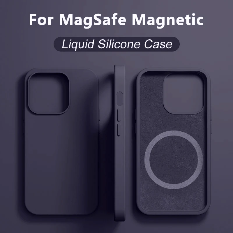 Magsafe-Funda de silicona líquida para iPhone, carcasa magnética de carga inalámbrica, suave, a la moda, 15, 14, 13, 12, 11 Pro Max Plus - imagen 2
