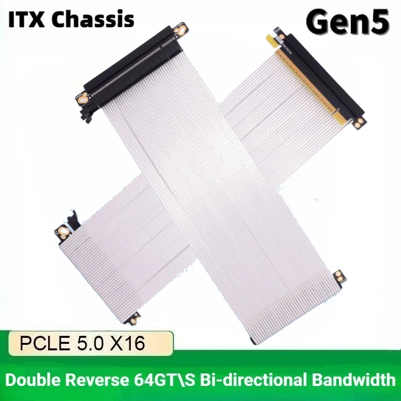 Cable de extensión de tarjeta gráfica de ancho de banda bidireccional PCIe 5,0 X16 GEN5 64 GB/s para carcasa ITX adaptador de extensión GPU plateado - imagen 2