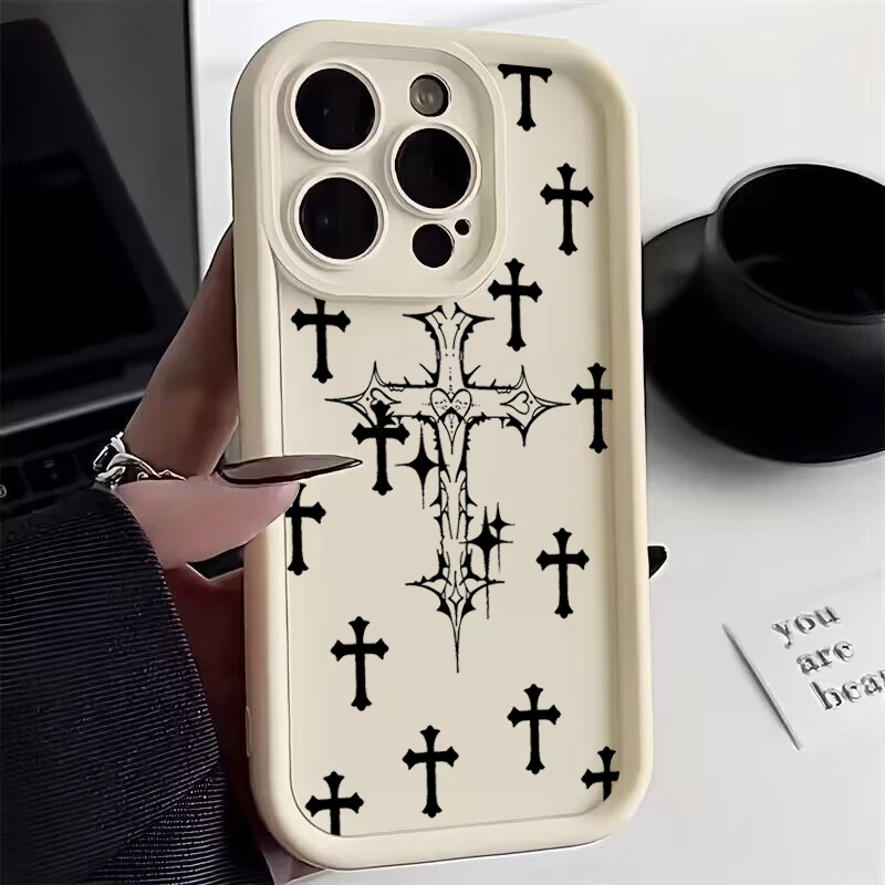 Funda de teléfono a la moda con elemento negro cruzado para OnePlus 12 12R 11 11R 10R 8T Nord CE 2 3 4 Lite 5G, funda trasera de silicona suave TPU