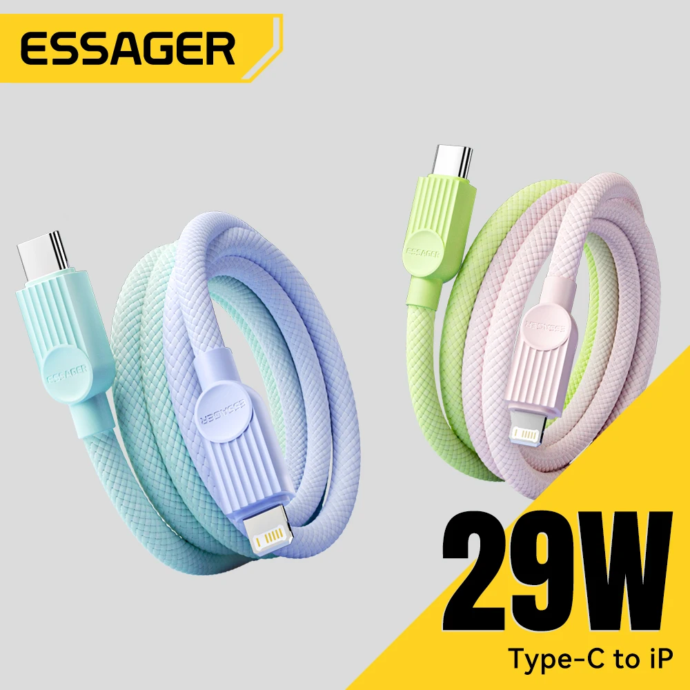 Essager-Cable USB C de Color para iPhone 14, 13, 12, 11 Pro Max, Xs, iPad, Macbook, Cable de 29W PD, carga rápida tipo C para Cable de datos de iluminación - imagen 2