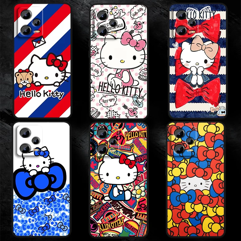 Sanrio-funda suave de lujo para Xiaomi Redmi Note 13, 12R, 12S, Turbo 11, 11T, 11S, 10, 10S Pro Plus, 5G, color negro, Hello Kitty