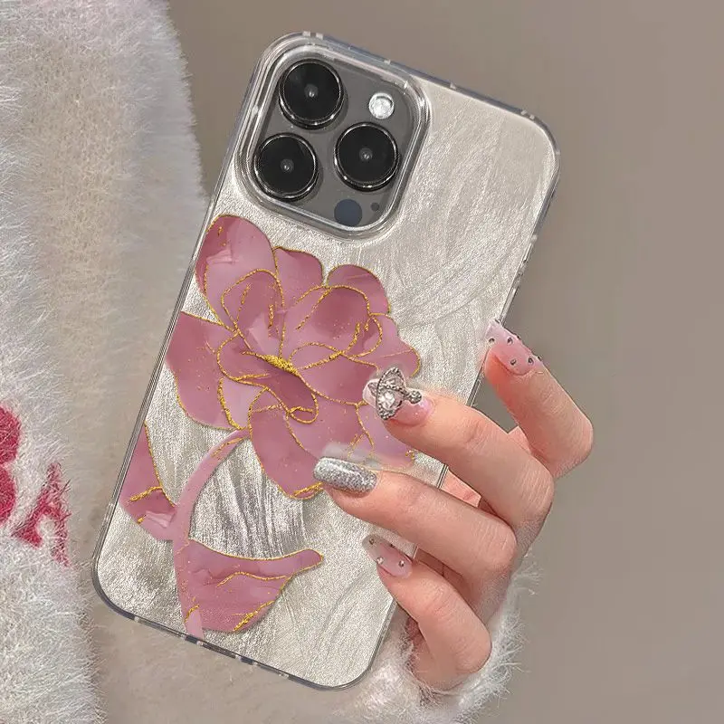 Funda de teléfono brillante para iPhone 16 15 14 13 12 11 Pro Max 16E XS X XR 7 8 Plus SE2 cubierta con patrón de flores de acuarela cubierta a prueba de golpes - imagen 4