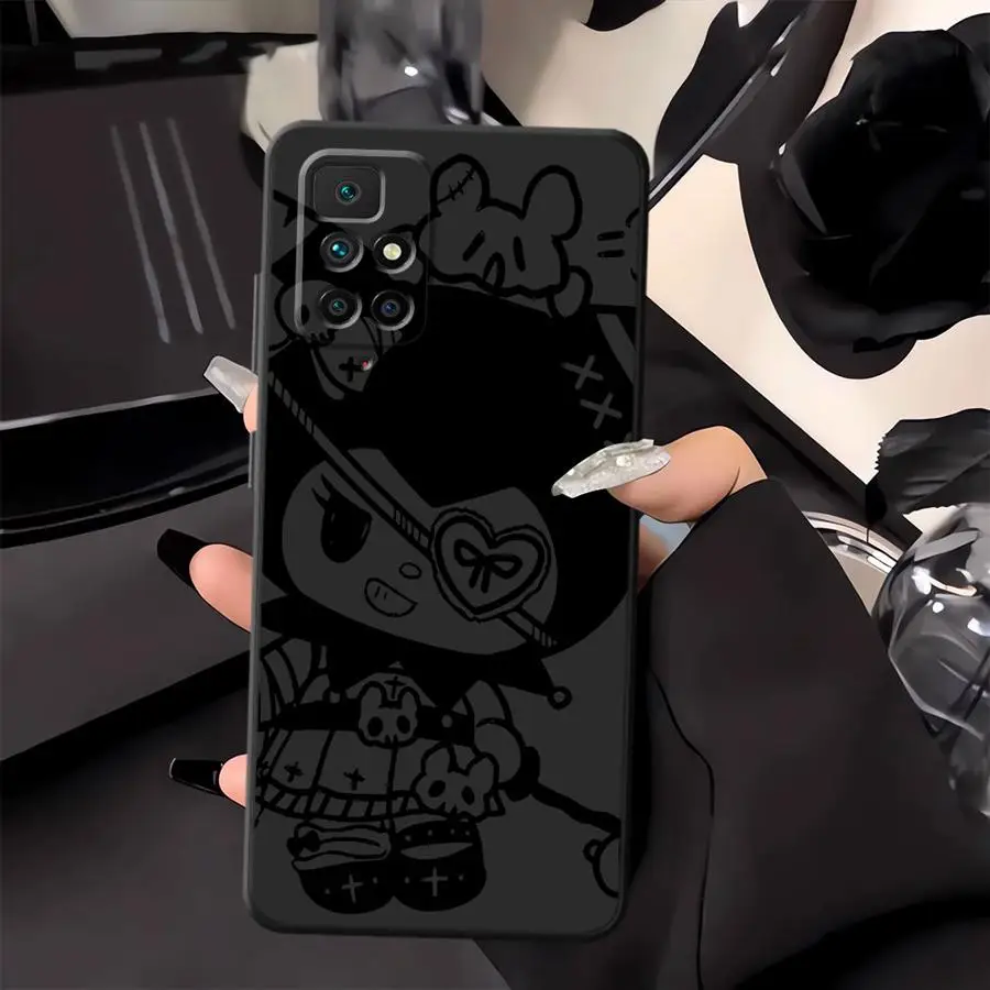Sanrio Cool Kuromi Hello Kitty funda de teléfono suave negra para Xiaomi Redmi 10 A4 A3 9 A1 A2 Plus A5 12C K40 K80 Pro 14C 13C - imagen 3