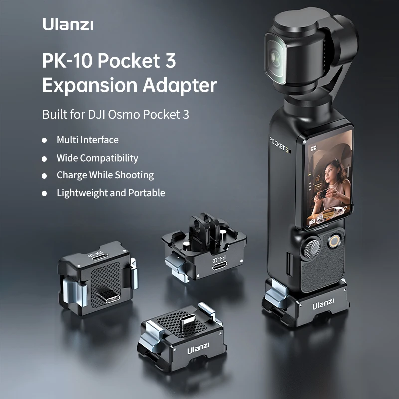 Ulanzi Adaptateur PK-10 Pocket 3 6 000 pour DJI Osmo Pocket 3 avec port de charge de type C pour sac à dos réinitialisation Neck Mount Chest Strap - imagen 3
