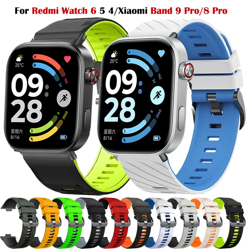 Correa deportiva suave para Redmi Watch 6 5 4, repuesto de silicona para Xiaomi Mi Band 9 Pro/Mi Band 8 Pro, accesorios de pulsera