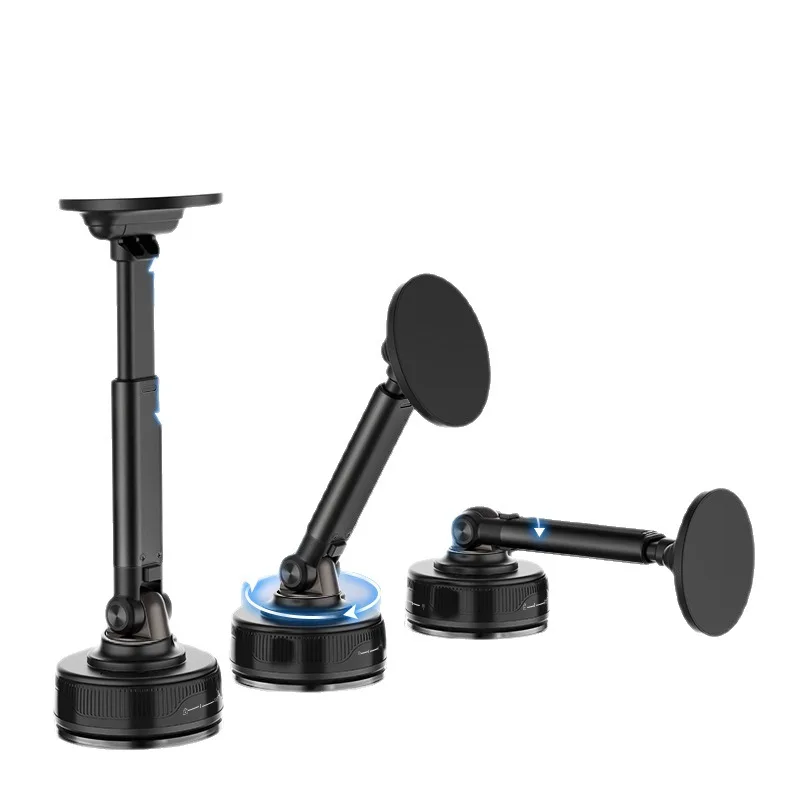 Soporte magnético para coche con ventosa telescópica de Metal, ángulo ajustable de rotación de 360, Compatible con tablero de teléfono, pared, superficie múltiple