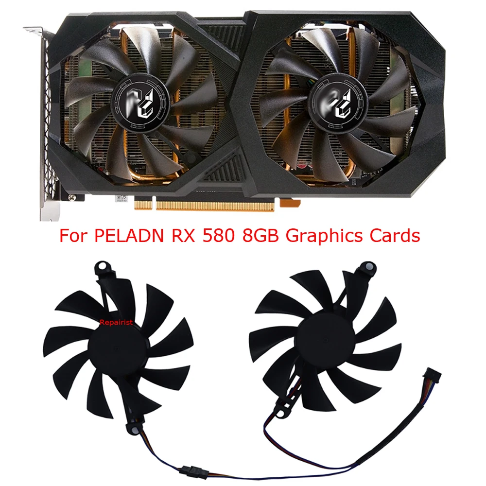 2Pcs/Set Ventilador de tarjeta gráfica,Enfriador VGA,GPU Cooler,Graphics Card Fan,85MM Diameter,98MM Mounting Pitch,para PELADN RX 580 8G,para PELADN RX6600M 8G,T129215SU, - imagen 4