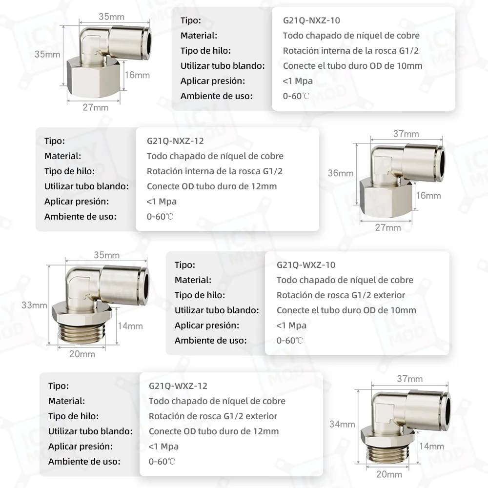 FREEZEMOD radiador de compresión de tubo duro, tanque de agua, ajuste giratorio G1/2, llave hexagonal interna y externa, posición G21Q - imagen 2