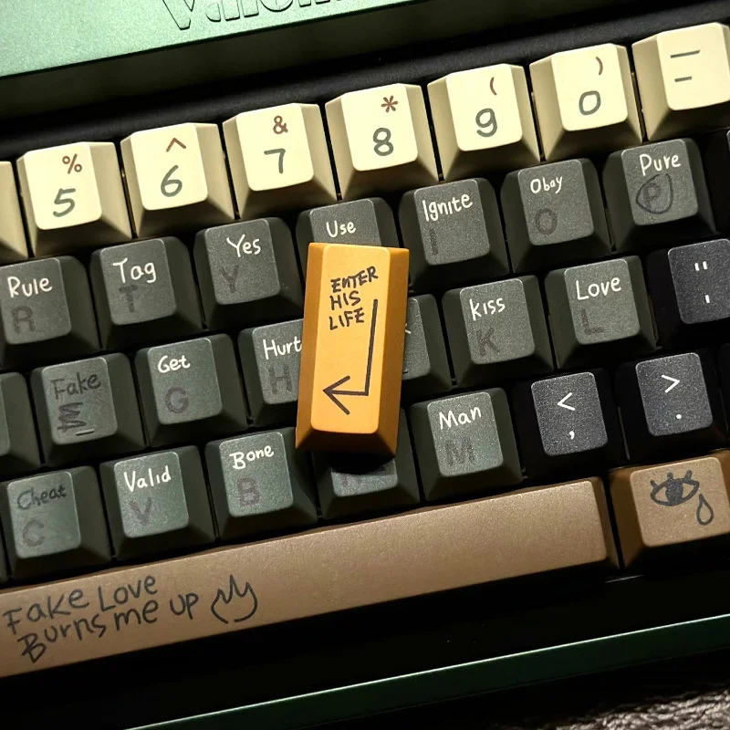MiFuny-Juego de teclas con tema Love Story, teclas de Teclado mecánico con dibujo de cereza, teclado personalizado con garabatos, sublimación, PBT - imagen 5