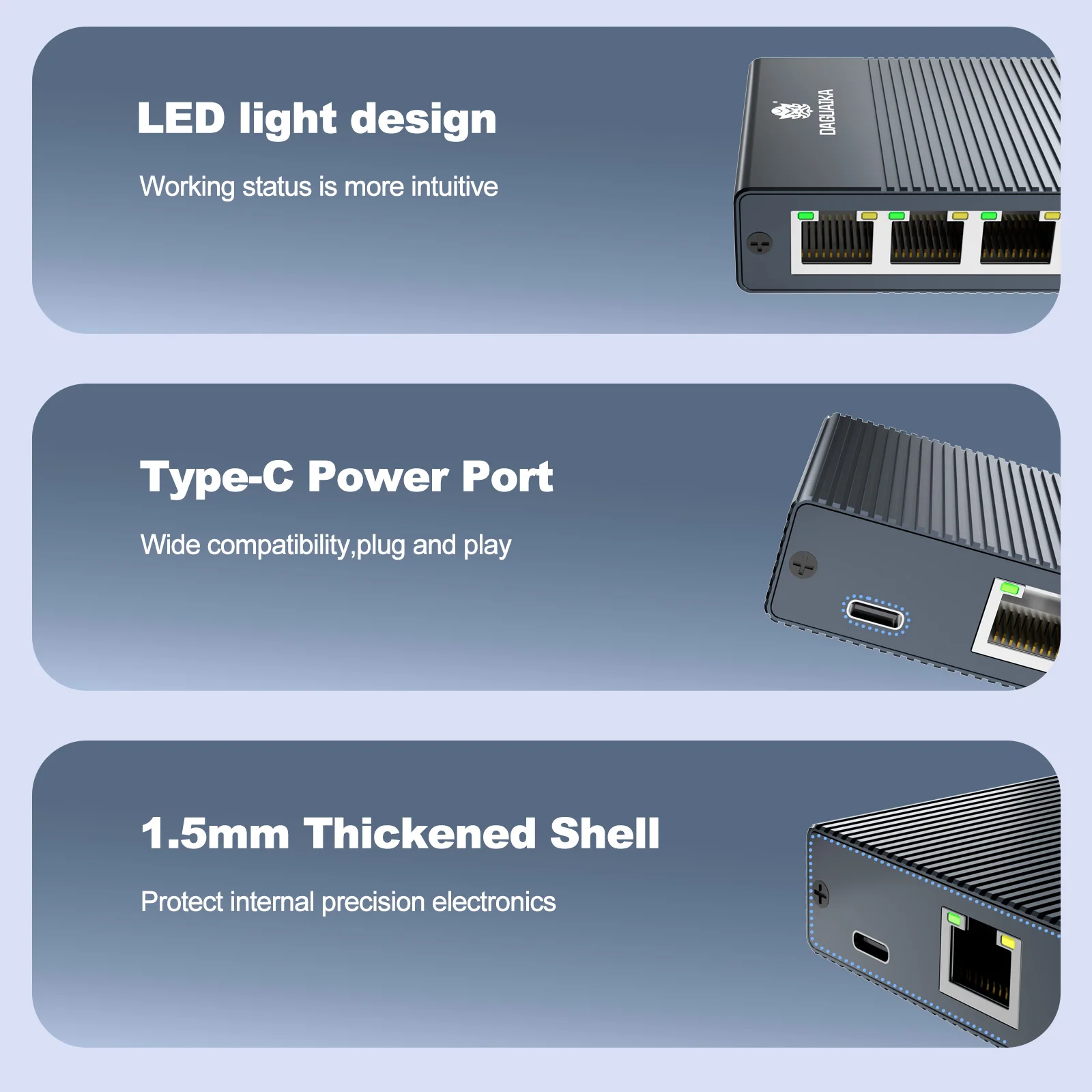 Divisor Ethernet de 1000Mbps, extensión de red de 1 a 2/3/4, concentrador divisor de Internet LAN RJ45 para PC, portátil, enrutador, TV-Box, TV Digital - imagen 4