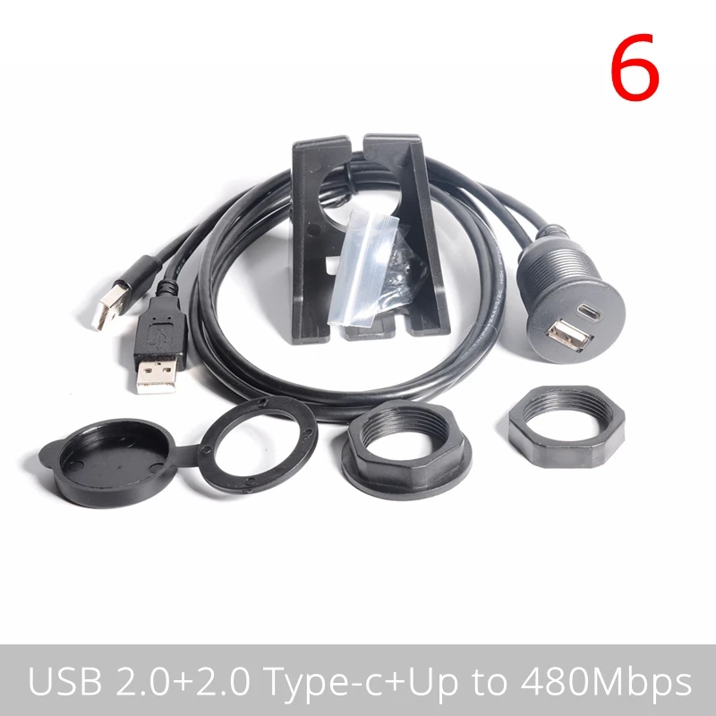Cable de extensión a prueba de agua IP67 de 1M USB-C, Cable de doble puerto tipo c, USB 3,1, 3,0, 2,0, IP 67, macho a hembra, montaje en Panel - imagen 4