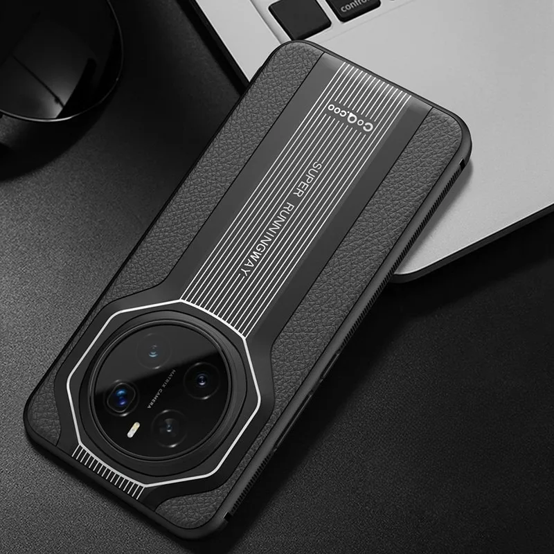 Para Honor Magic 7 Pro 7 funda de lujo con pintura brillante patrón de cuero Litchi + cubierta de borde suave de TPU para HONOR Magic7 - imagen 2