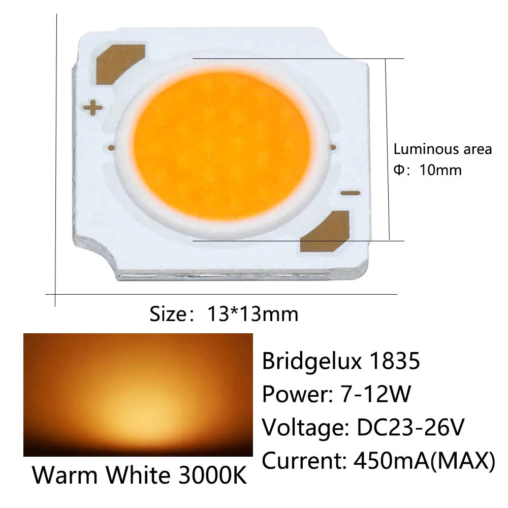 Chip LED Bridgelux Matrix de 5 uds, cuentas de lámpara de 13mm, 7-12W, 24V, 500mA, 3000K, 4000K, 6000K, accesorios de decoración de foco pequeño para el hogar - imagen 5