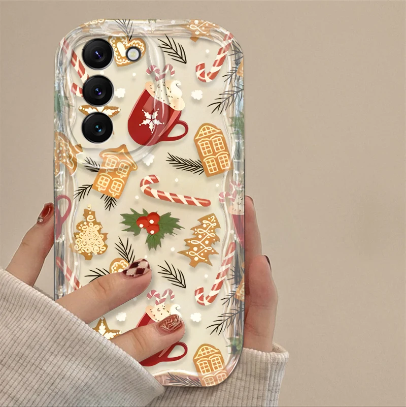 Funda navideña con ondas de taza roja para Samsung Galaxy S25 S24 S23 S22 S21 Ultra Plus S20 FE A73 A72 A71 A56 A55 A54 5G A51 4G - imagen 4
