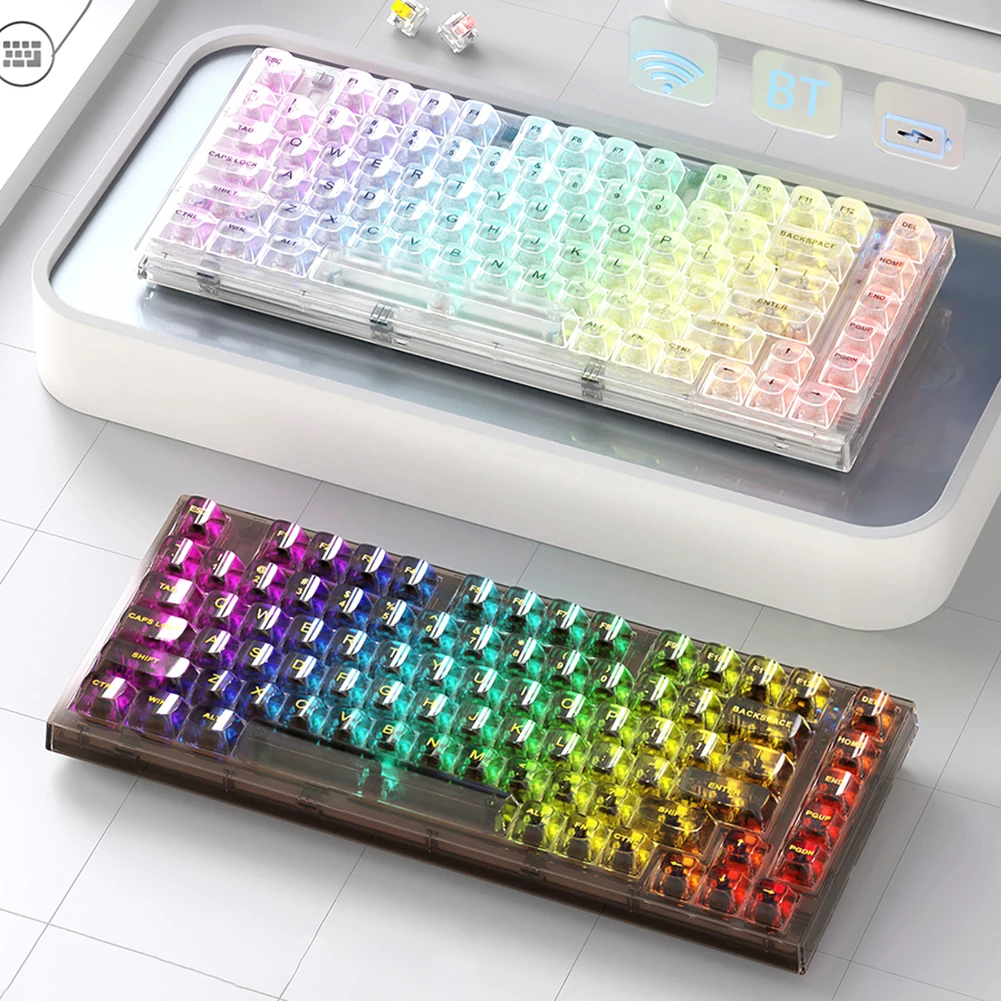 Teclado mecánico transparente X75 para Gaming, accesorio intercambiable con cable RGB, retroiluminado, para ordenador portátil y PC - imagen 2