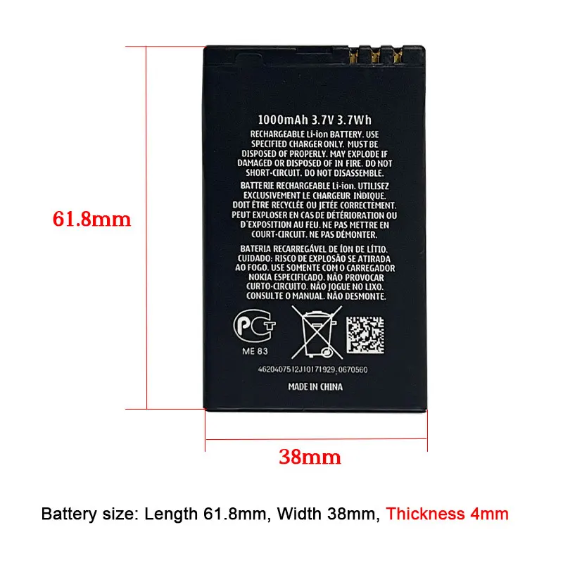 1 Uds BL-4U batería de teléfono móvil 1000mAh para Nokia 8800 6600i 6300i E66 E75 5250 5530 3120C C5-03 5730 6212C 300 311 500 - imagen 2