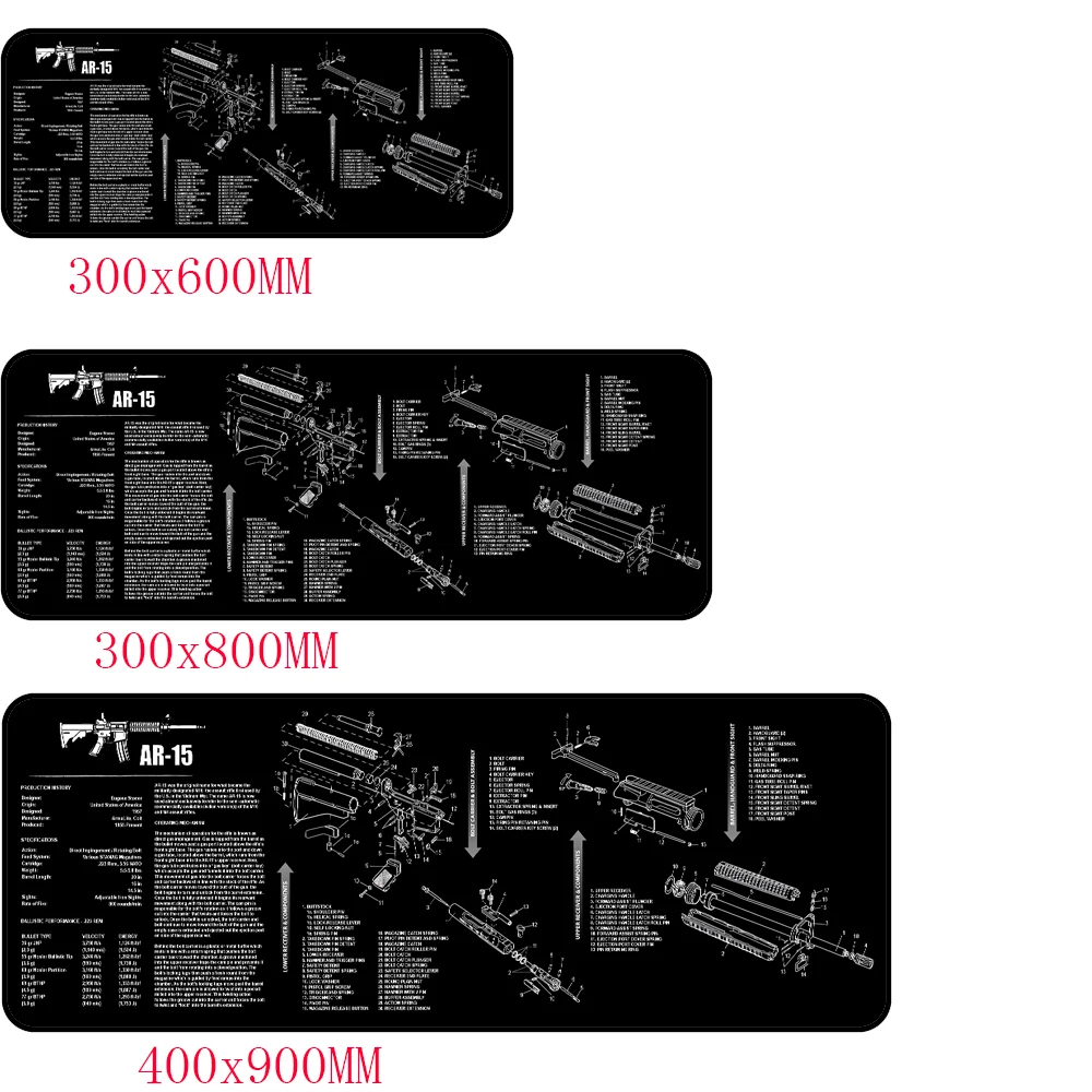 Alfombrilla de ratón AR15 AK47 Remington 700, piezas de limpieza de pistola, instrucciones de dibujo, alfombrilla de escritorio para banco de trabajo, herramientas de reparación y construcción - imagen 3