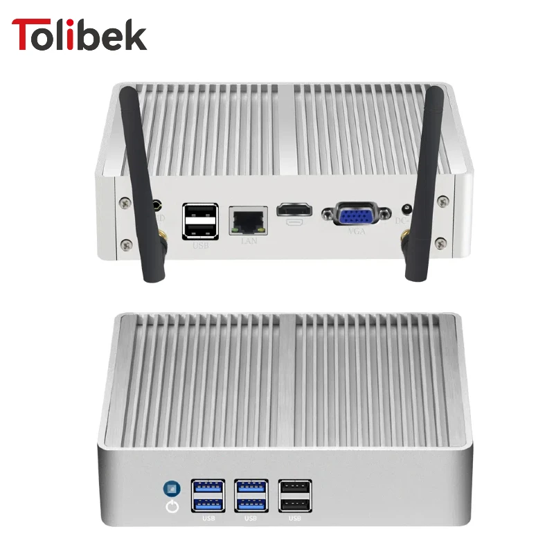 Mini PC sin ventilador Compatible con Windows7/10 Linux Intel Core i5-4200U i7-4500U PC industrial 8x puertos USB HDMI + VGA Compatible con WiFi - imagen 2