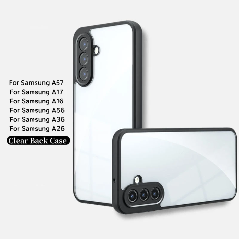 Para Samsung Galaxy A57 Funda para Samsung Galaxy A57 A17 A16 A56 A36 A26 Funda Shell duro transparente PC TPU borde cubierta completa parachoques trasero - imagen 3