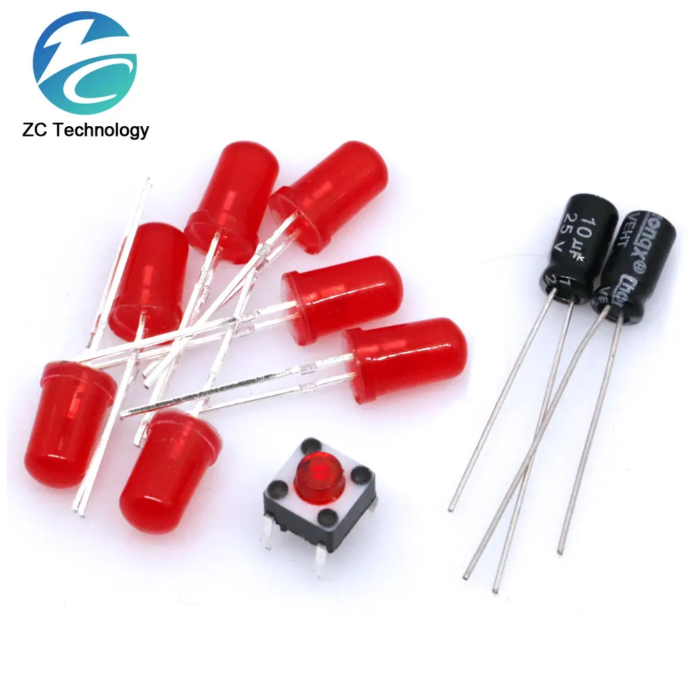 Dados electrónicos NE555 módulo LED CD4017 DIY Kit 5mm LED rojo 4,5-5V piezas de dados LED Fun Breadboard Diy electrónico - imagen 5