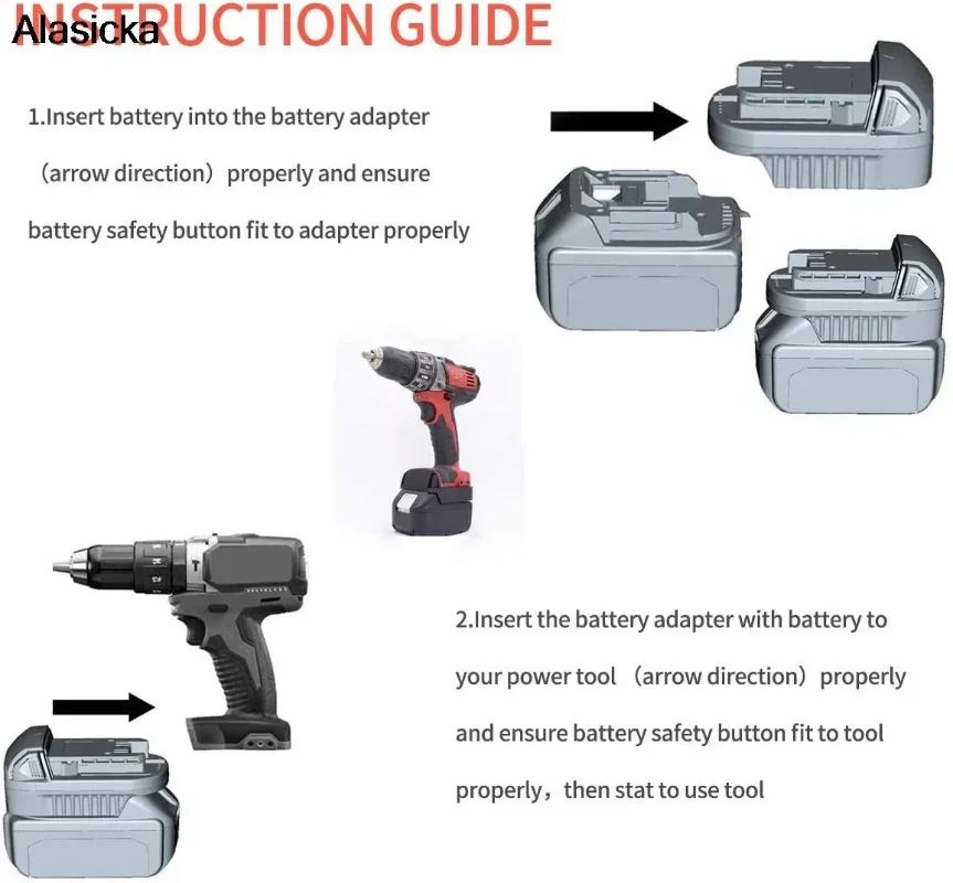Para baterías de iones de litio Makita de 18V/20V, adaptador de conversión de batería MT20ML para baterías de iones de litio Milwaukee, compacto y ligero - imagen 3