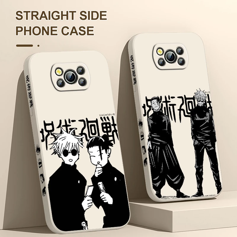 Jujutsu Kaisen Gojo Suguru para Xiaomi Poco cubierta para X4 X3 F4 NFC M6 M5 M4 M3 GT S Pro 4G 5G funda de teléfono con cuerda izquierda líquida - imagen 4