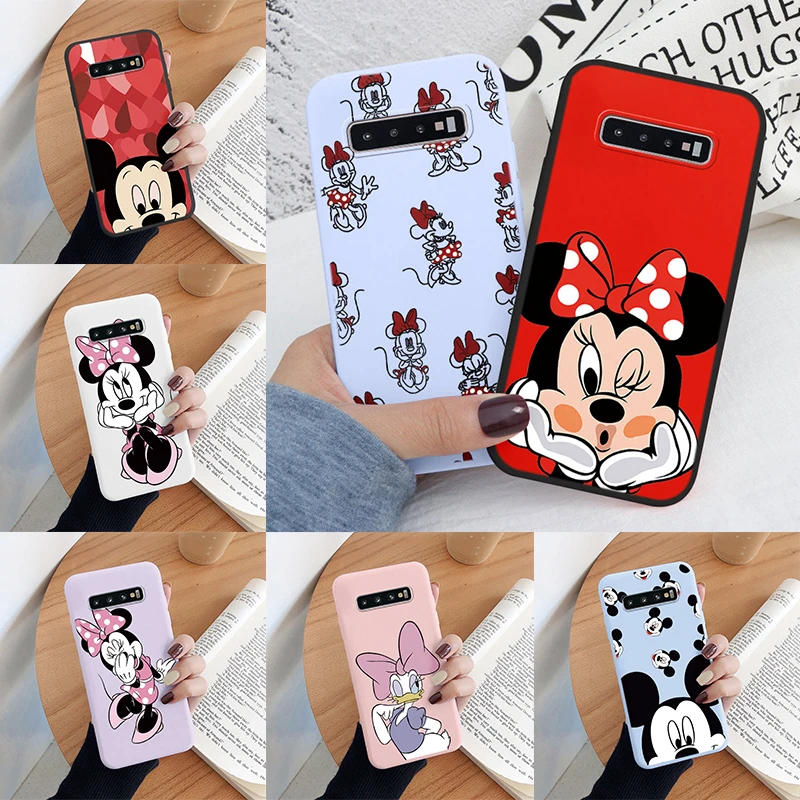 Para Samsung S10 S 10 Plus S10E funda de teléfono Linda rosa Mickey Minnie suave TPU protección a prueba de golpes para Samsung Galaxy S10