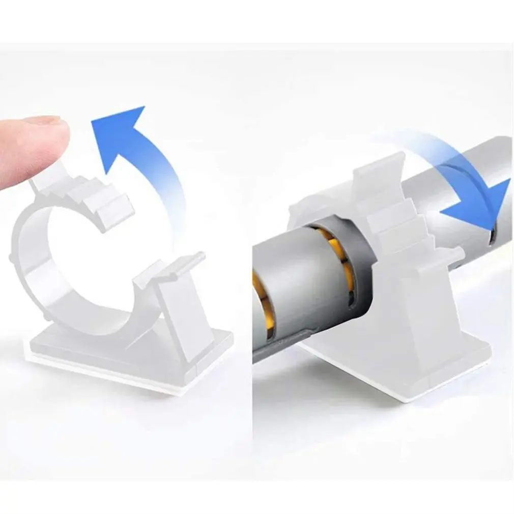 Organizador de Cables ajustable, Clips de Cable autoadhesivo, soporte de Cable de gestión de mesa para coche, PC, TV, abrazadera para La devanadora de Cable de carga - imagen 5