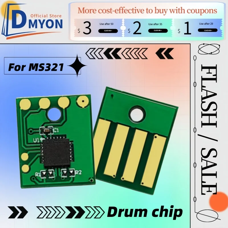 5 uds MS521 MS621 MS622 MS321 Chips de tambor para Lexmark B2650dn MB2338adw MB2442adwe MS321 MS421 impresora B2338dw B2442dw 56F0Z00