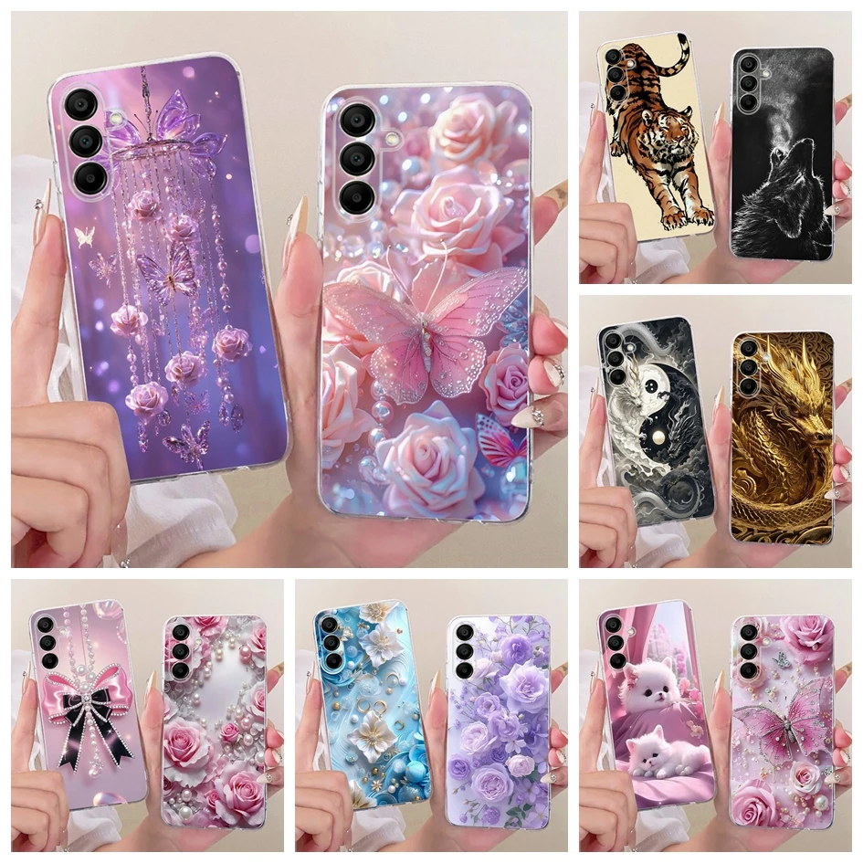 Funda de silicona para Samsung Galaxy A16, funda SM-A165F, nueva funda de teléfono suave con flores coloridas para Samsung A16 A26 A36 A56 5G Protector