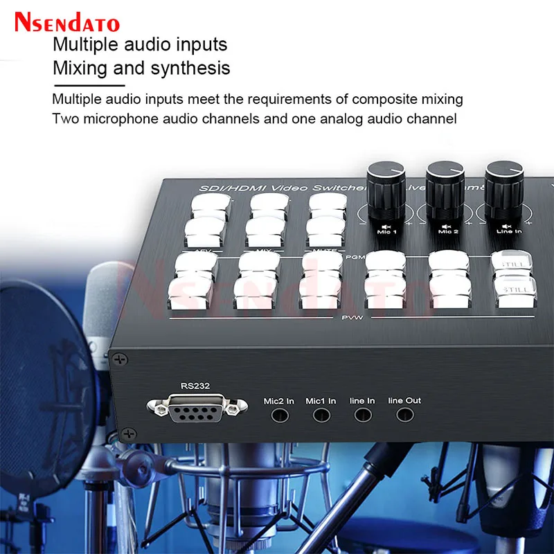 Codificador de vídeo H.265 SDI HDMI, conmutador mezclador para TV, transmisión en vivo, 4 canales, HDMI, vídeo, codificador continuo, interruptor de Director con PIP - imagen 5