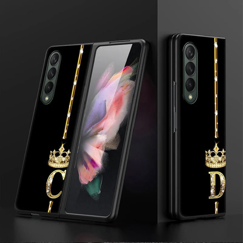 Funda trasera de teléfono para Samsung Galaxy ZFold7 ZFold6 ZFold3 Z Fold 7 6 5 4 3 ZFold4 ZFold5 Queen Crown Letters A-F - imagen 3