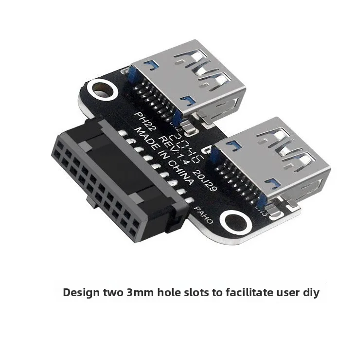Adaptador de placa base de computadora USB 3.0 19 20 pines 19P/20P a conector hembra dual USB3.0/3.1A - imagen 2
